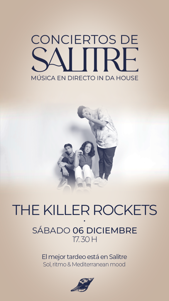 Cartel de concierto en Salitre con grupo musical en tono sepia.